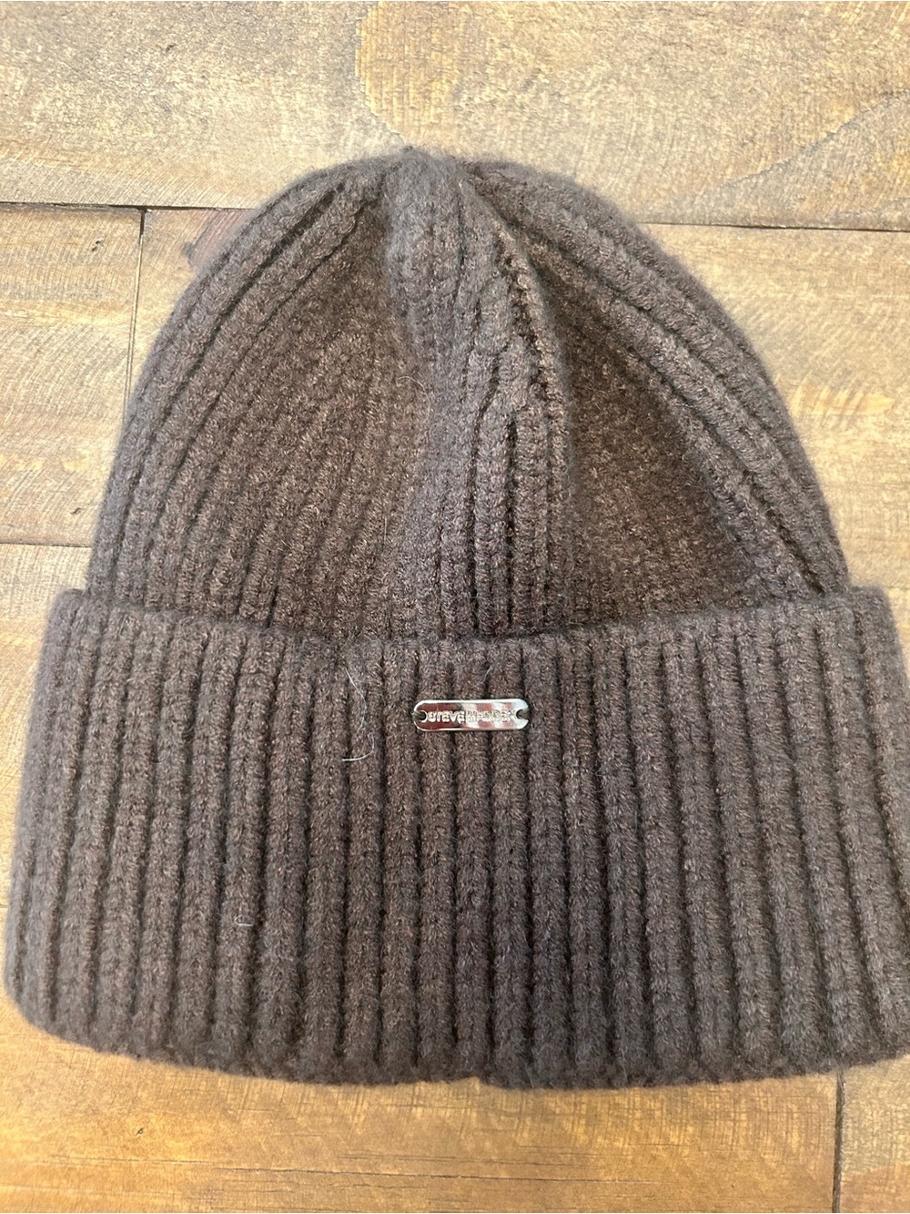 Steve Madden Women’s Brown Rib-Knit Beanie Seasonal Hat Fall Winter Spring Hat